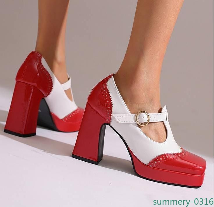 Women’s Faux Leather Color Splice Pumps Casual Ladies Party Club Office OL Shoes