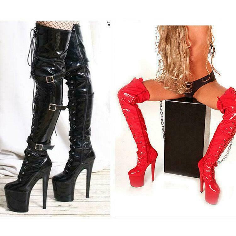 Womens Thigh High Boots Cosplay Over Knee Boots Super High Heel Shoes 20cm 2025