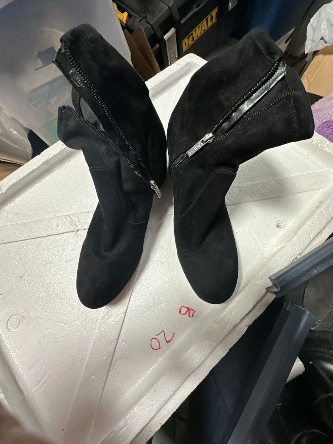 Unisa UNIANNA-M Black Suede Textile Block Heel Ankle Boots