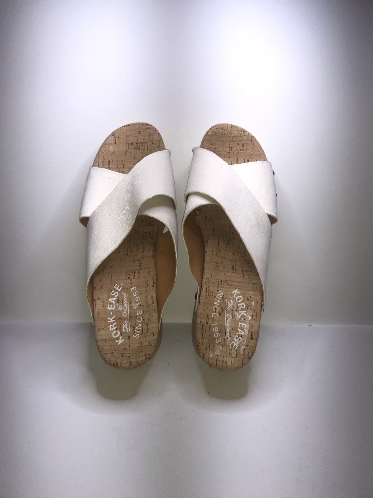 KORK-EASE White Leather Crisscross Strap Slide Sandals Women’s US 9 Casual