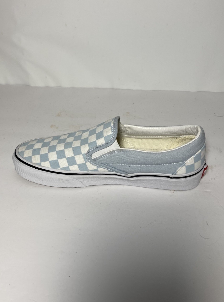 VANS Classic Slip-On Sneaker Shoe-Crystal Blue & White-Women 8.5 (Men 7)-NEW