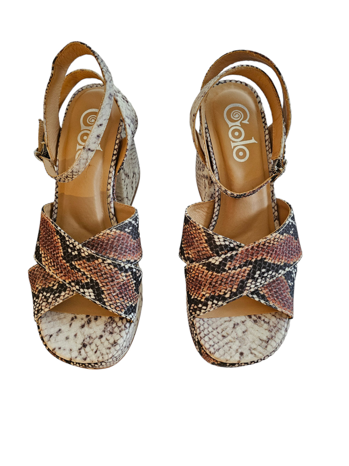 Golo Womens Size 6 Snake Skin Print Platform Sandals NWOB