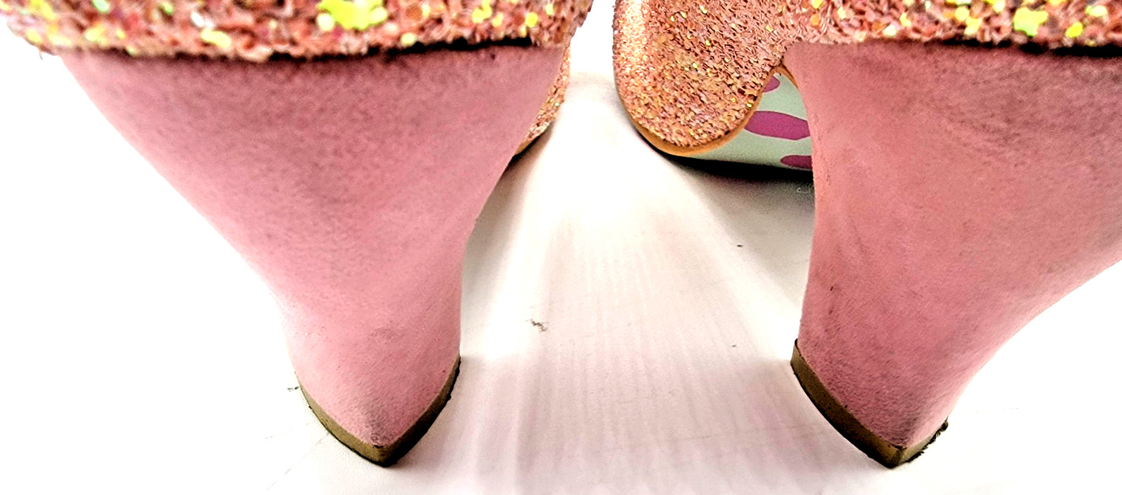 IRREGULAR CHOICE Ban Joe Women’s 39 Pink Bow Giltter Mid Heel Prom Formal Shoes