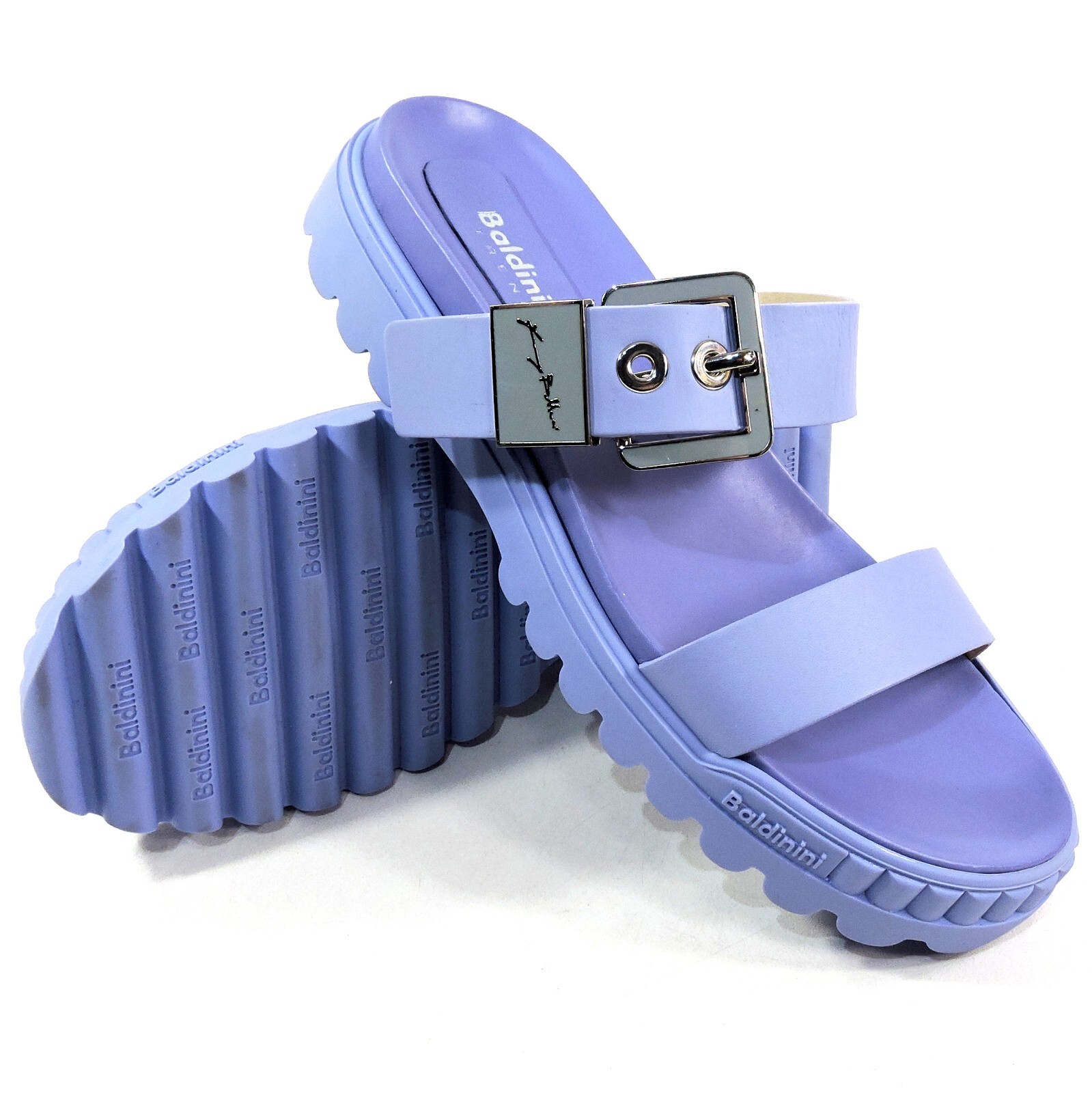 BALDININI 🇮🇹 WOMEN’S BLUE SOFT LEATHER COMFORT SUMMER MULES