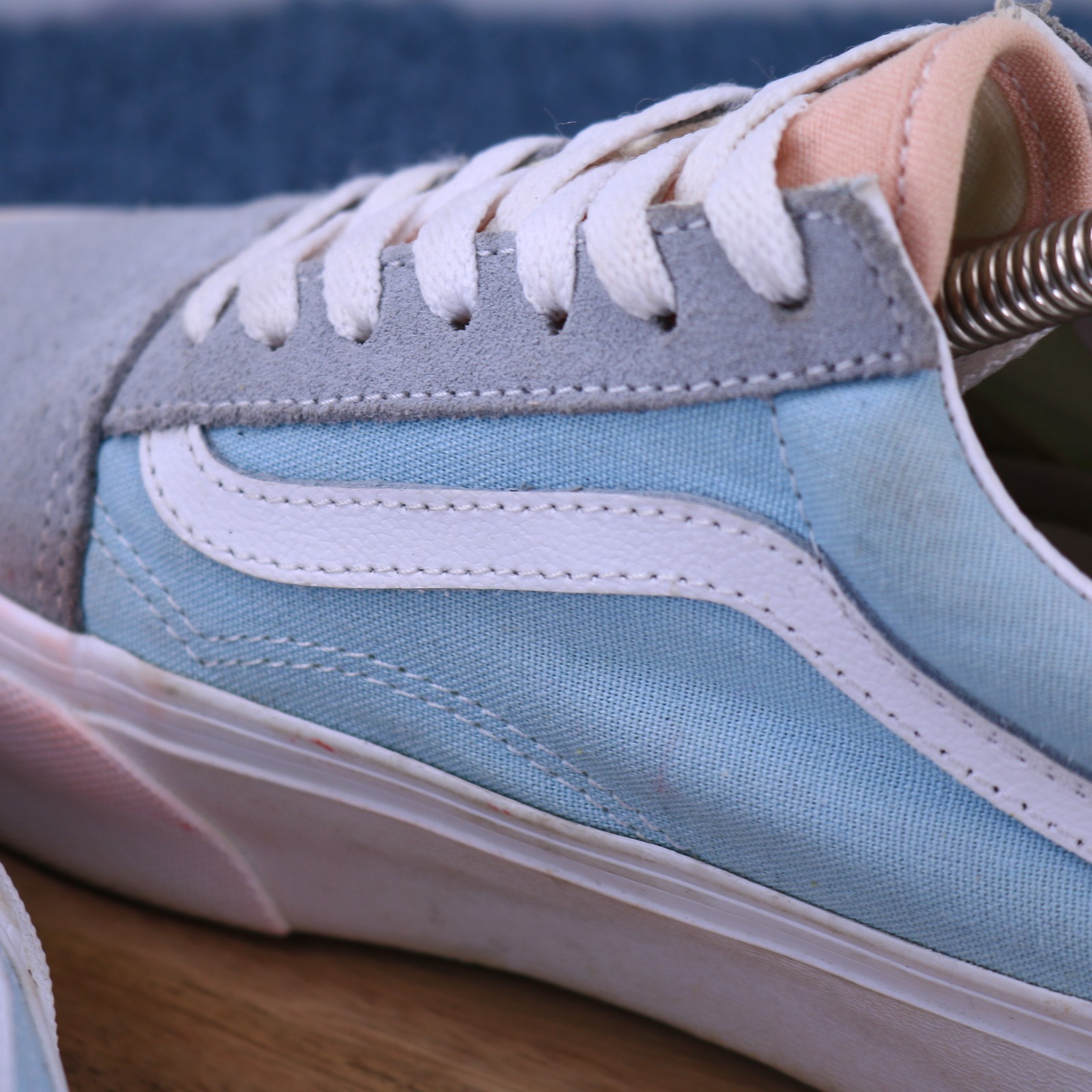 Vans Old Skool Pastel Platform Color Block Blue Pink Yellow Grey Men 5 Women 6.5