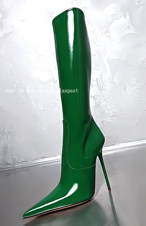 Sexy Women Knee High Boots Pointed Toe Thin High Heels Side Zip Shoes Size 4-15