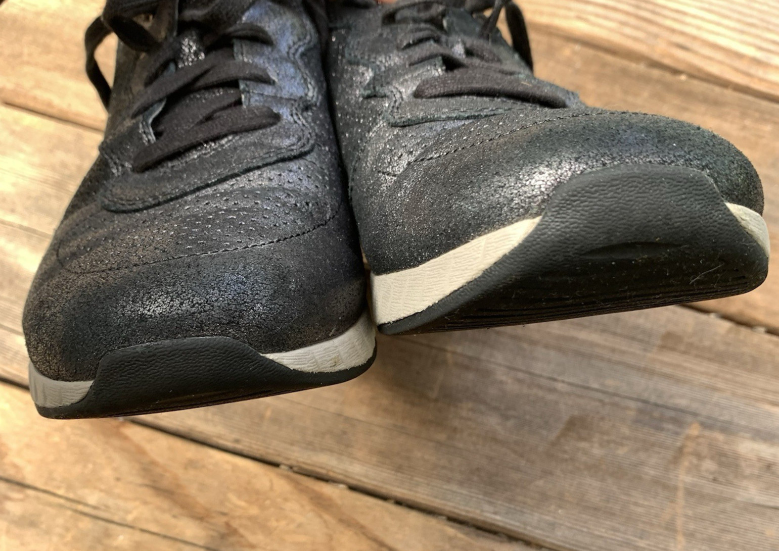 DANSKO Christina Leather Lace Up Sneaker Shoes Black Metallic Size 40 (US 9)