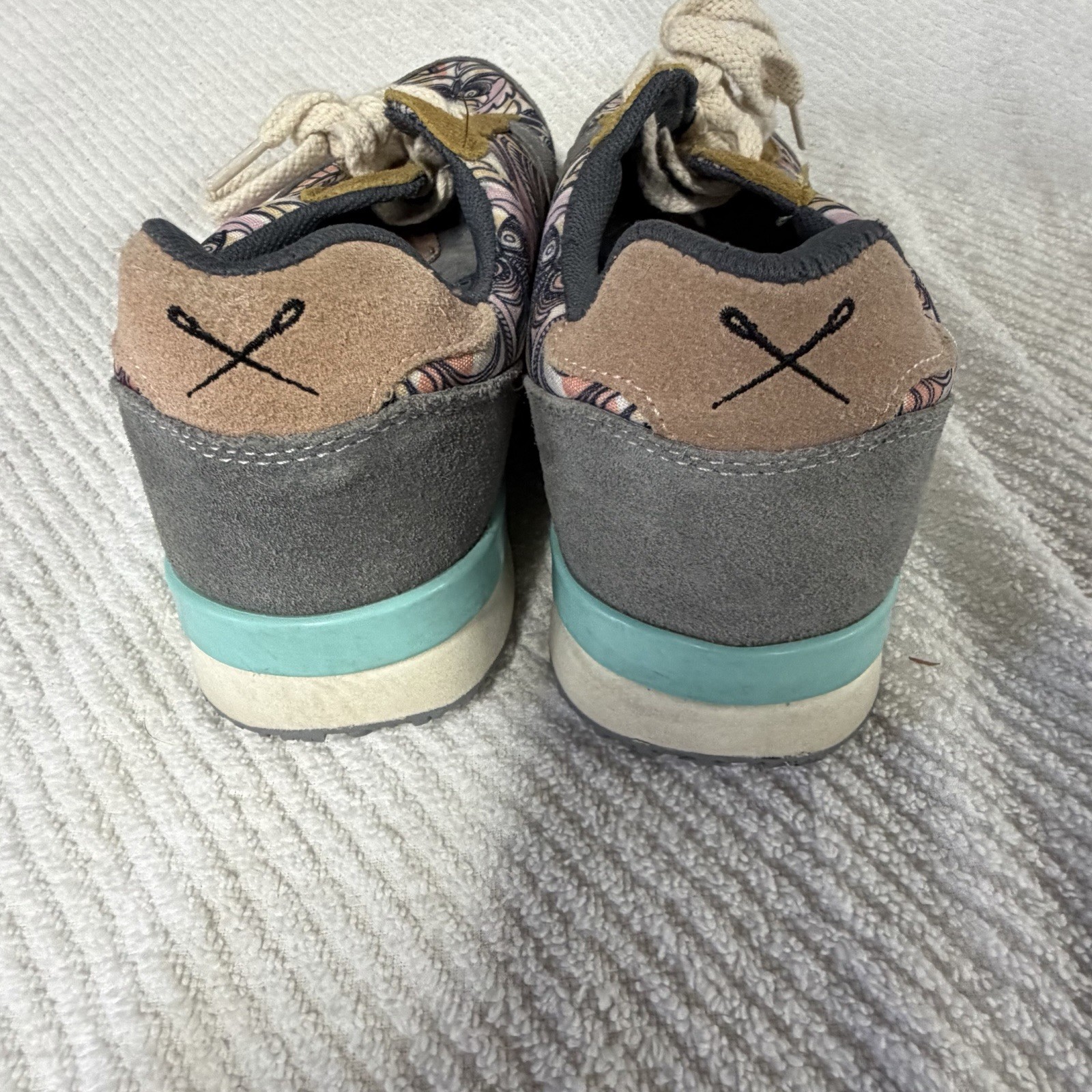 Inkkas Jogger Sneakers Grey Suede & Aztec Shoes Women Sz 10 Men Sz 8