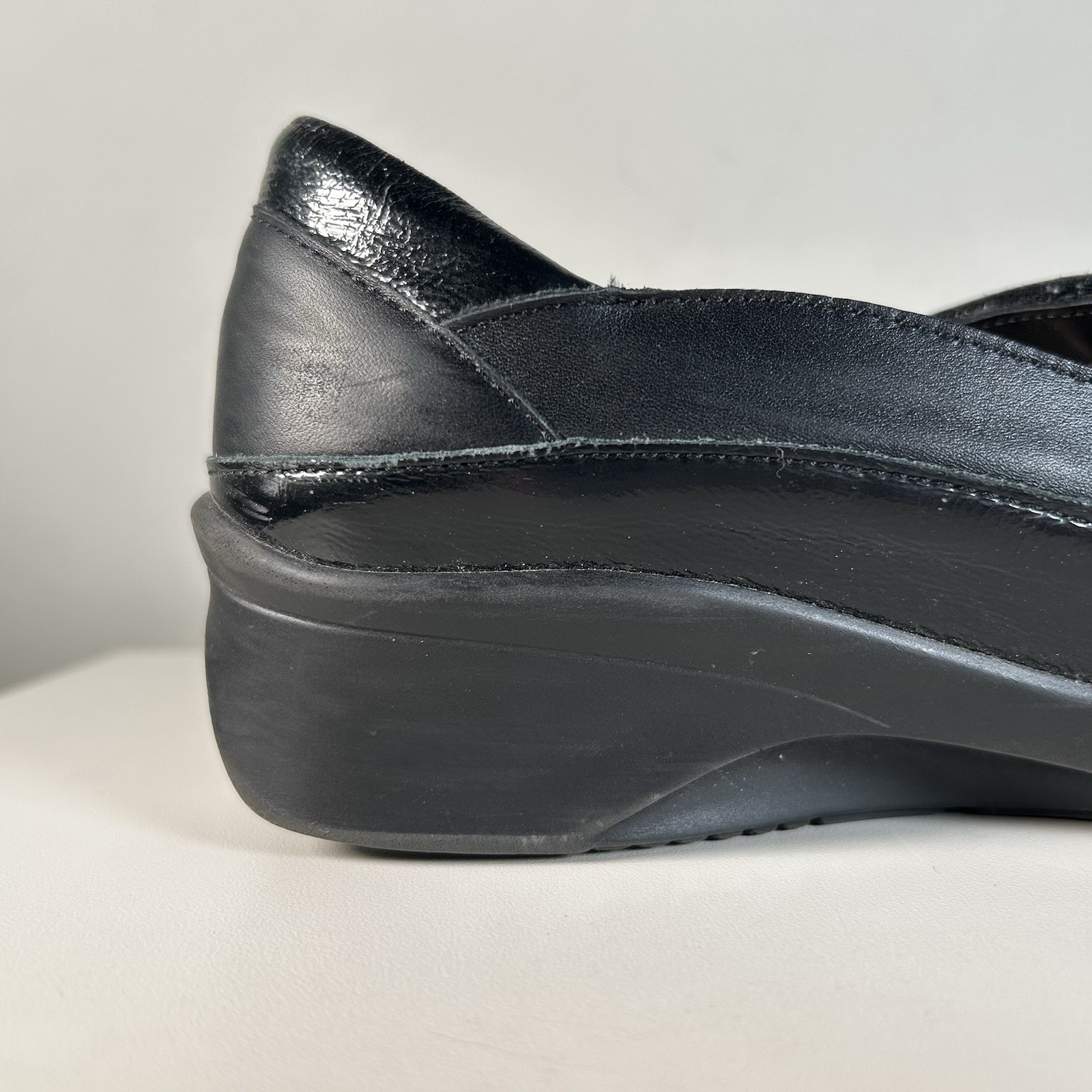Finn Comfort Black Leather Mary Jane Wedge Shoes Germany Women’s 5.5