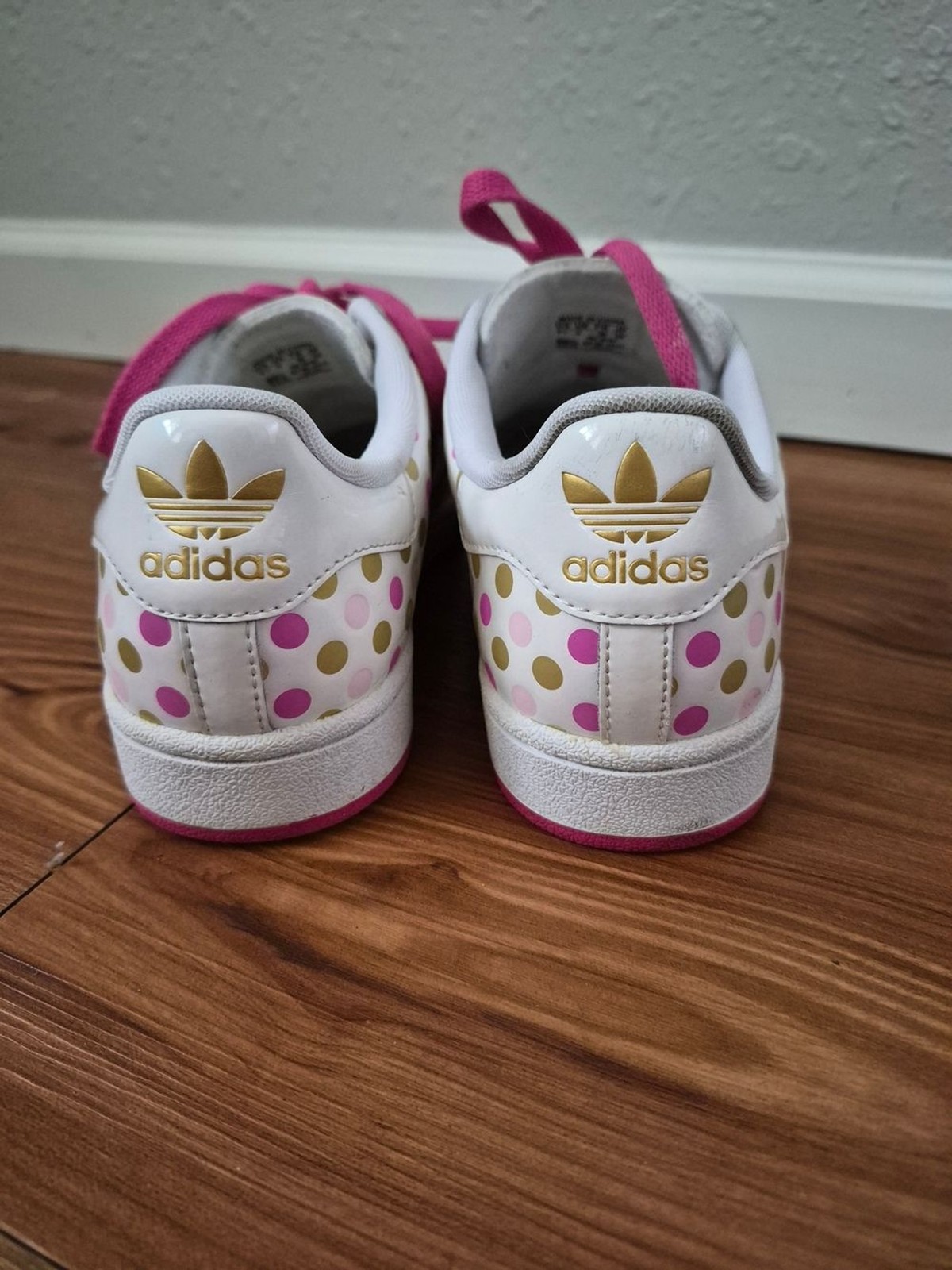Adidas Superstar Rare Pink Gold Polka Dots White Shell Toe Size 6.5