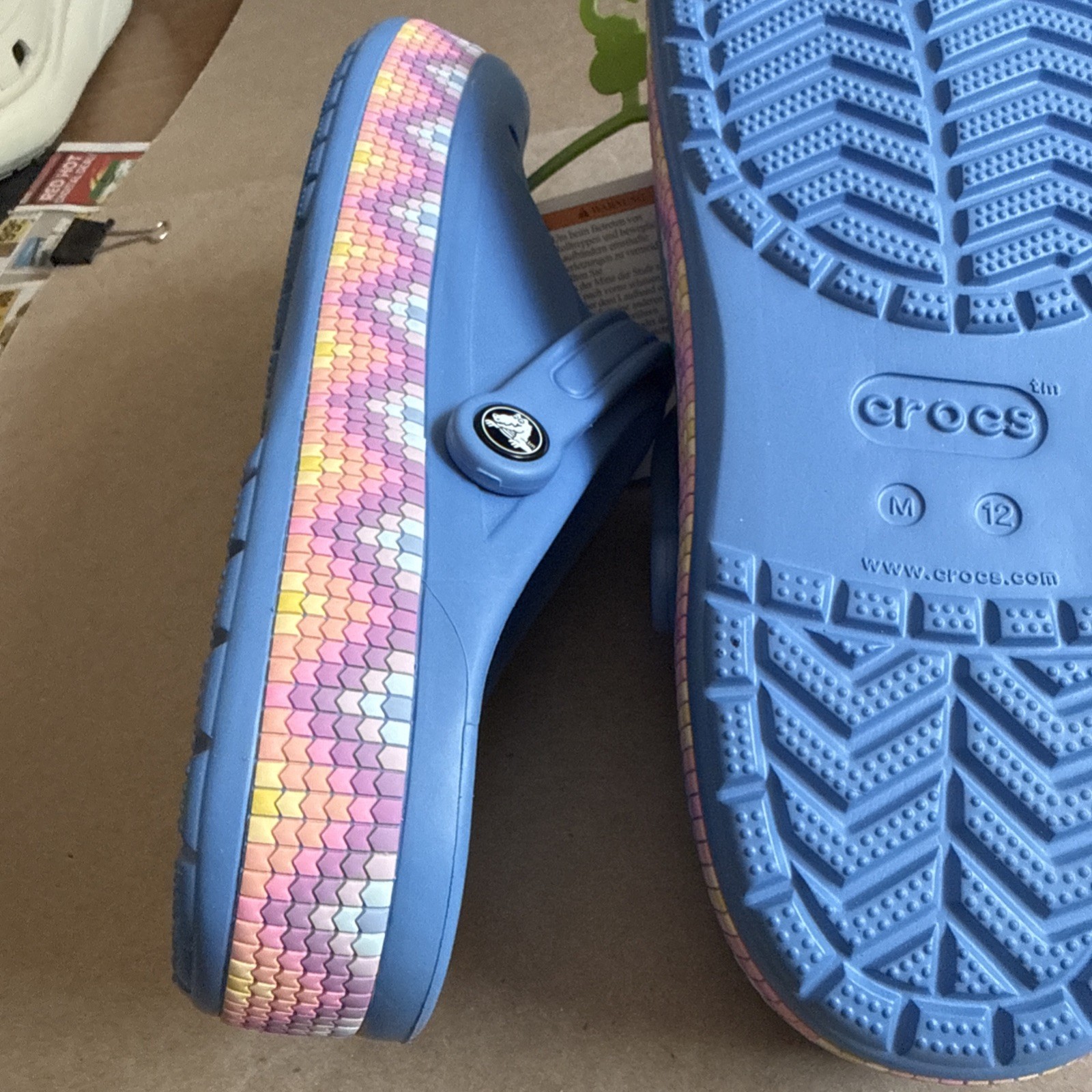 CROCS Baya Band Blue Multicolored Midsole M12 W14 – New