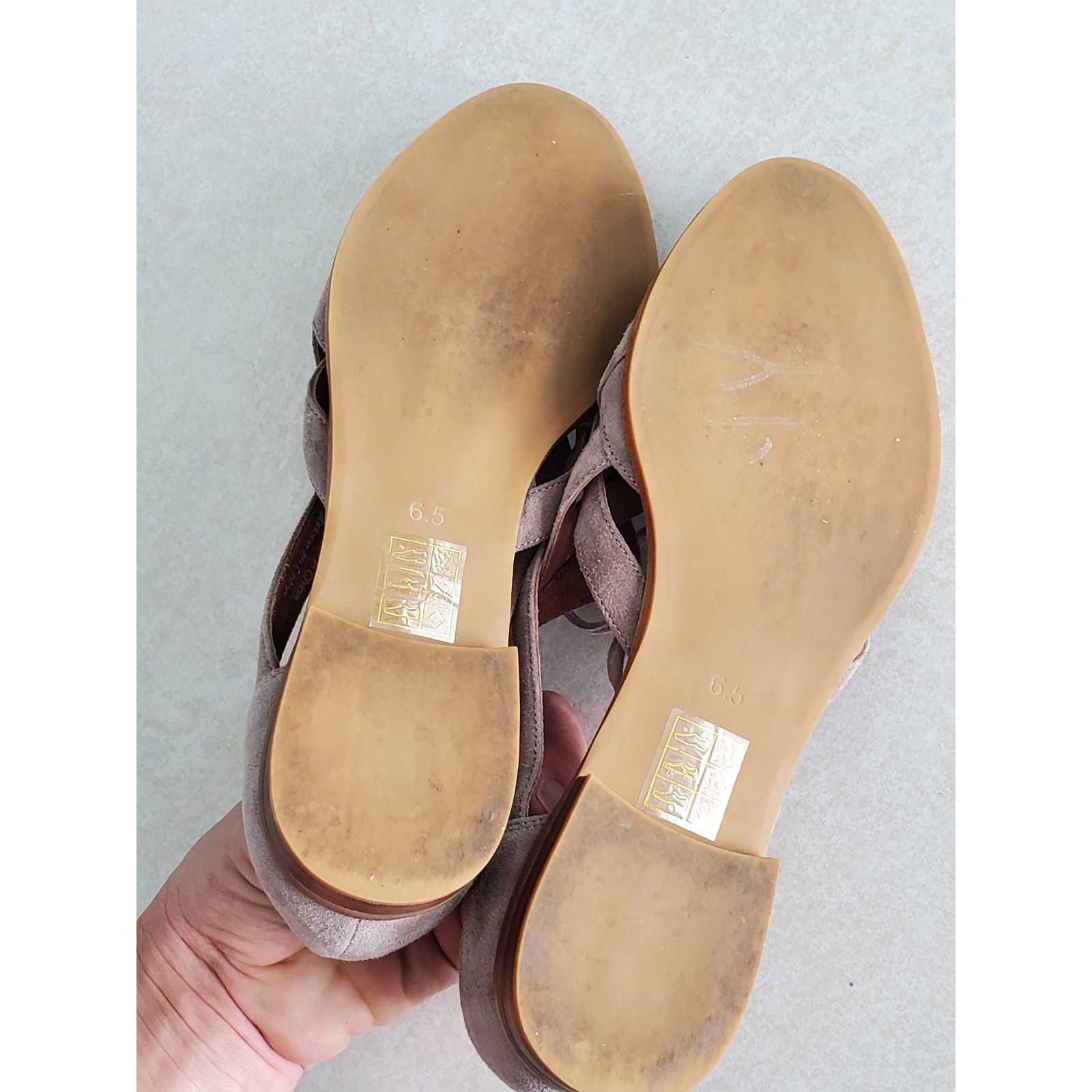 Jeffrey Campbell Canela Flats Taupe Suede Woven Huarache Sandals Size 6.5 Boho