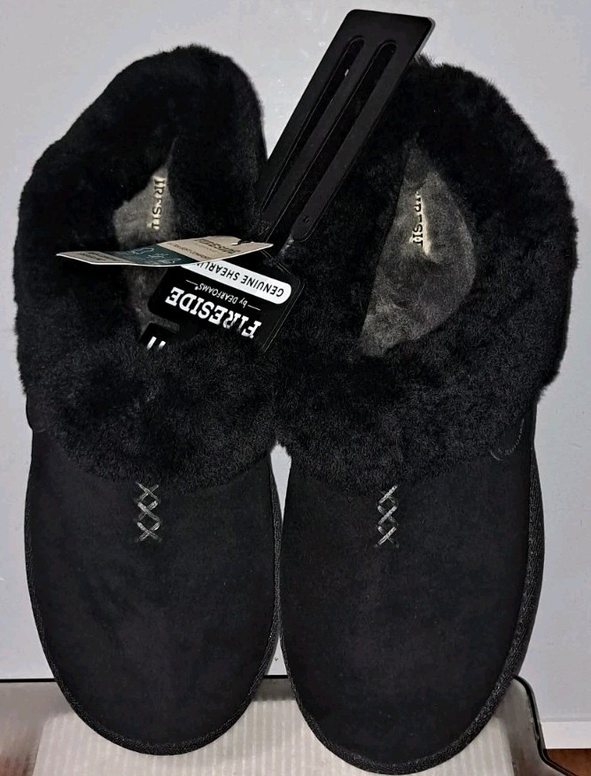 NEW Fireside by Dearfoams Womens Size 11 Adelaide Genuine Shearling Clog Slipper