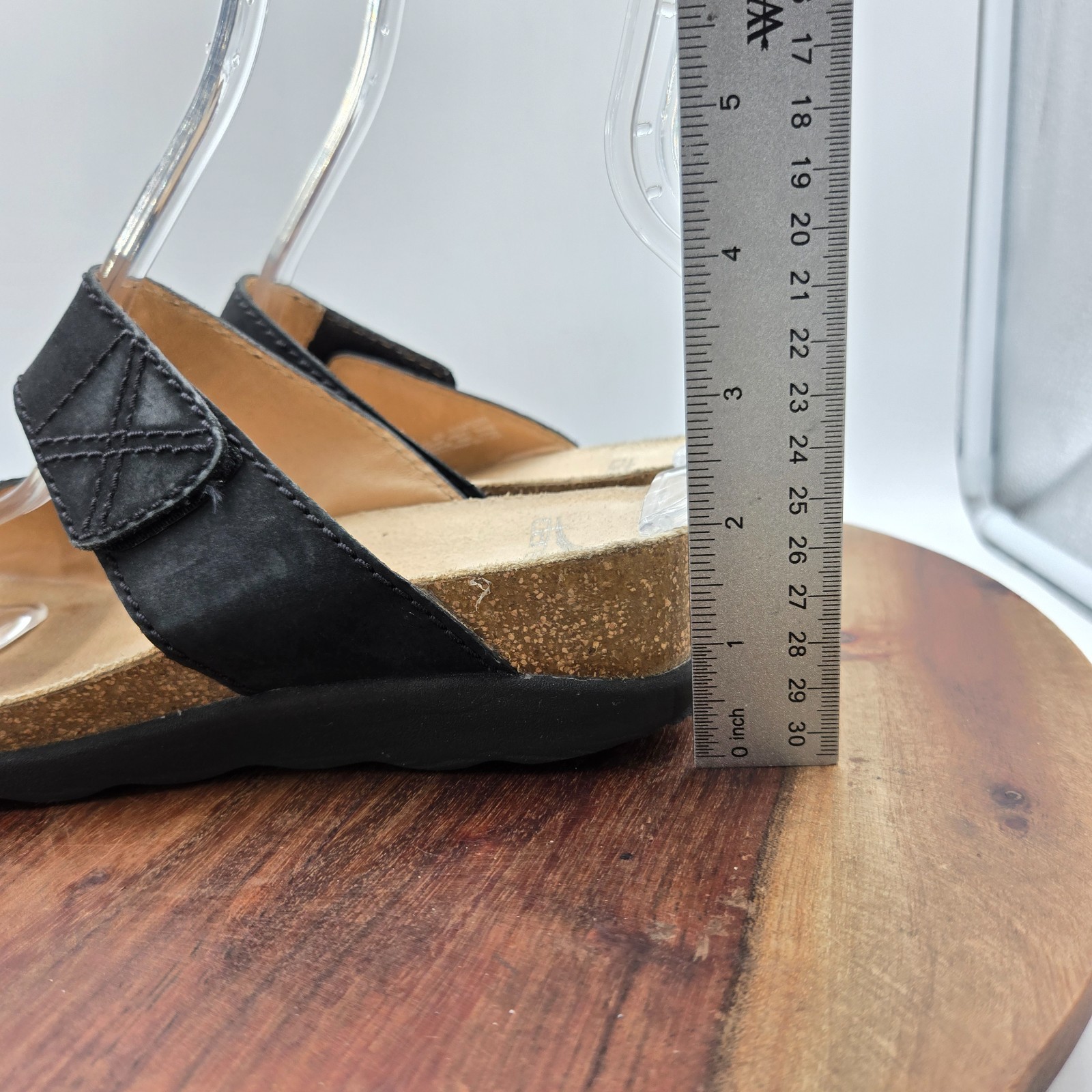 Dansko Maddy Sandals Women’s 40 / 9.5 Black Nubuck Double Strap Cork Wedge Slide