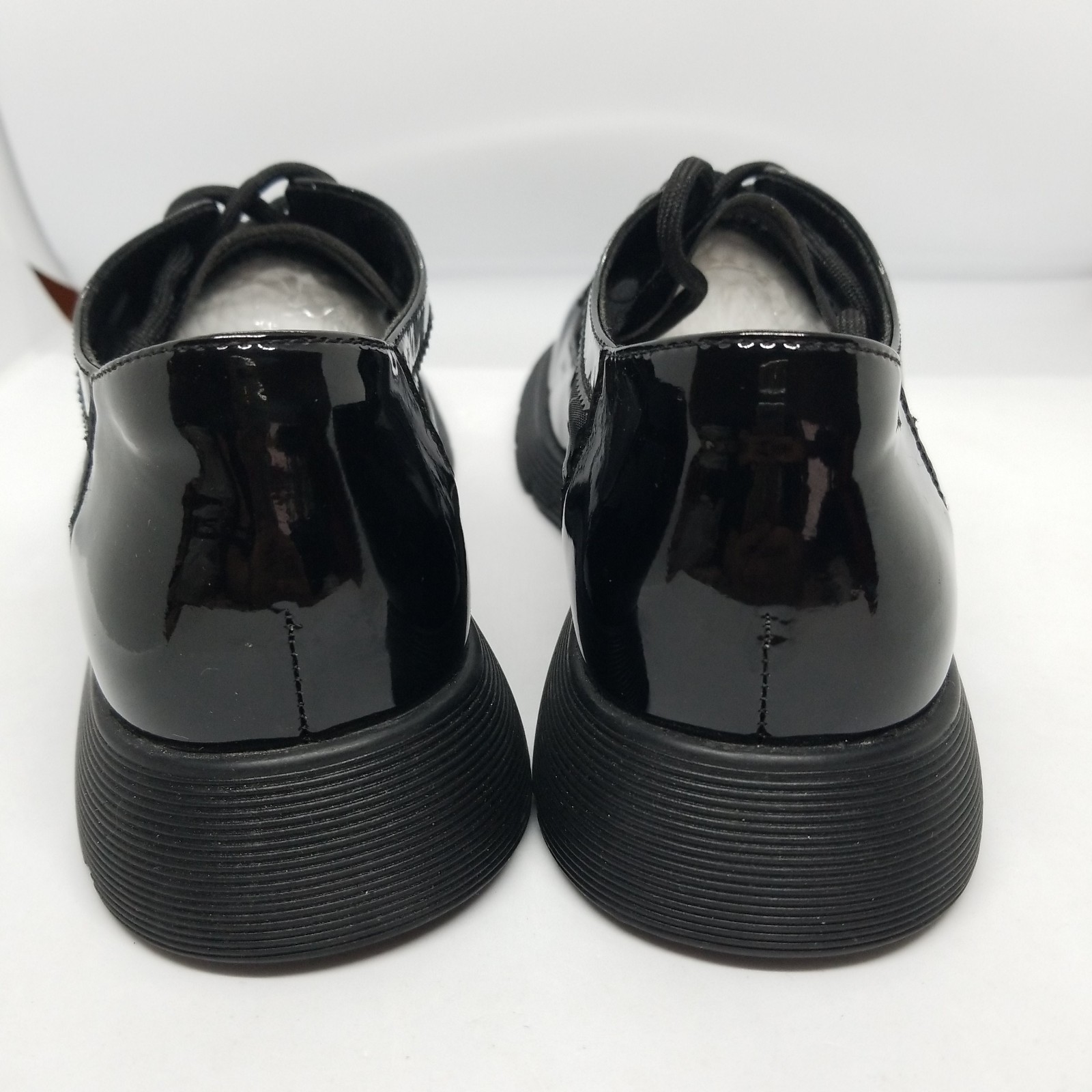 Size 8 Black Man Made Leather Black &Sheer Hearts Oxford Shoes Grunge