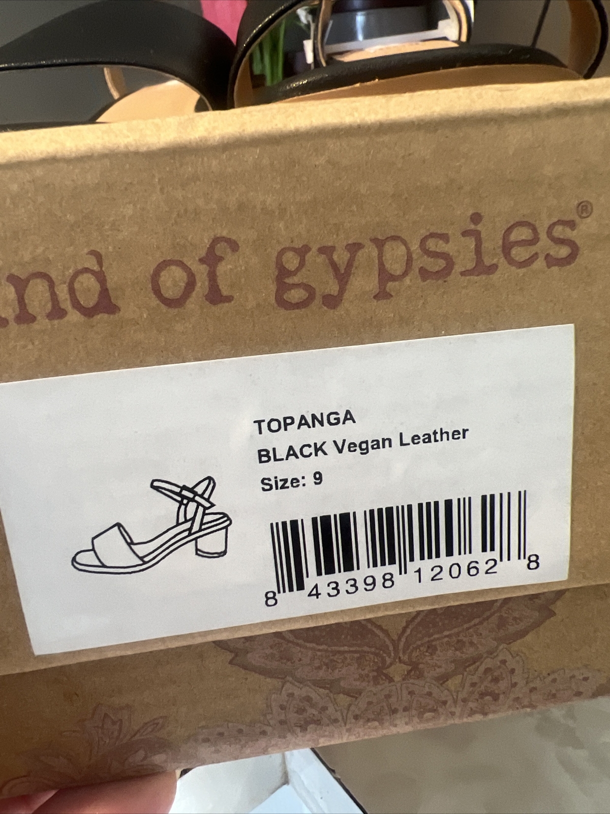 NIB Band of Gypsies Size 9 BLACK TOPANGA Sandals with Round wooden Heels