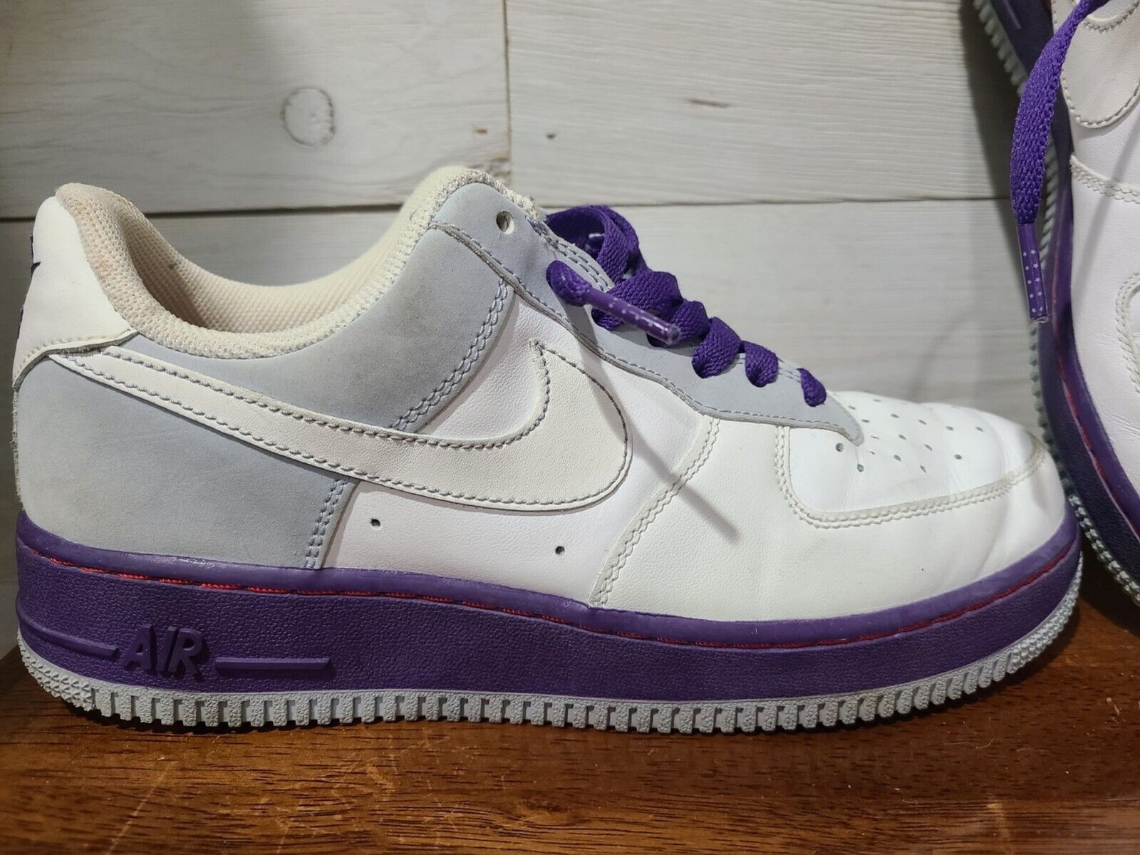 Women’s Nike Air Force 1’07 Blue Denim White Purple SZ 8.5 Shoes 315115-113