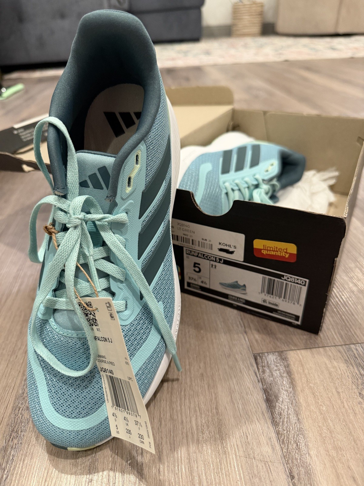 Adidas Women’s Running Shoes Size 5 Blue with Black Stripes