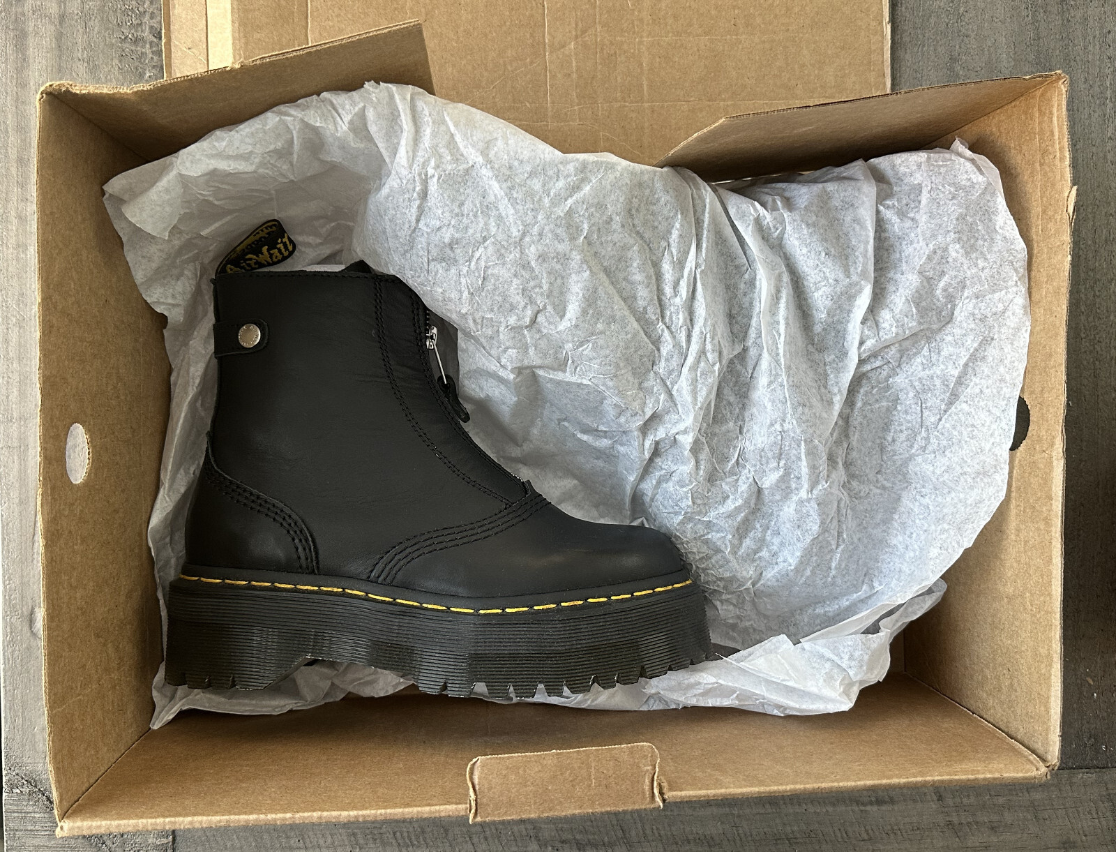 Dr Martens Jetta Zip Platform Leather Black Boots For Women’s Size US 6