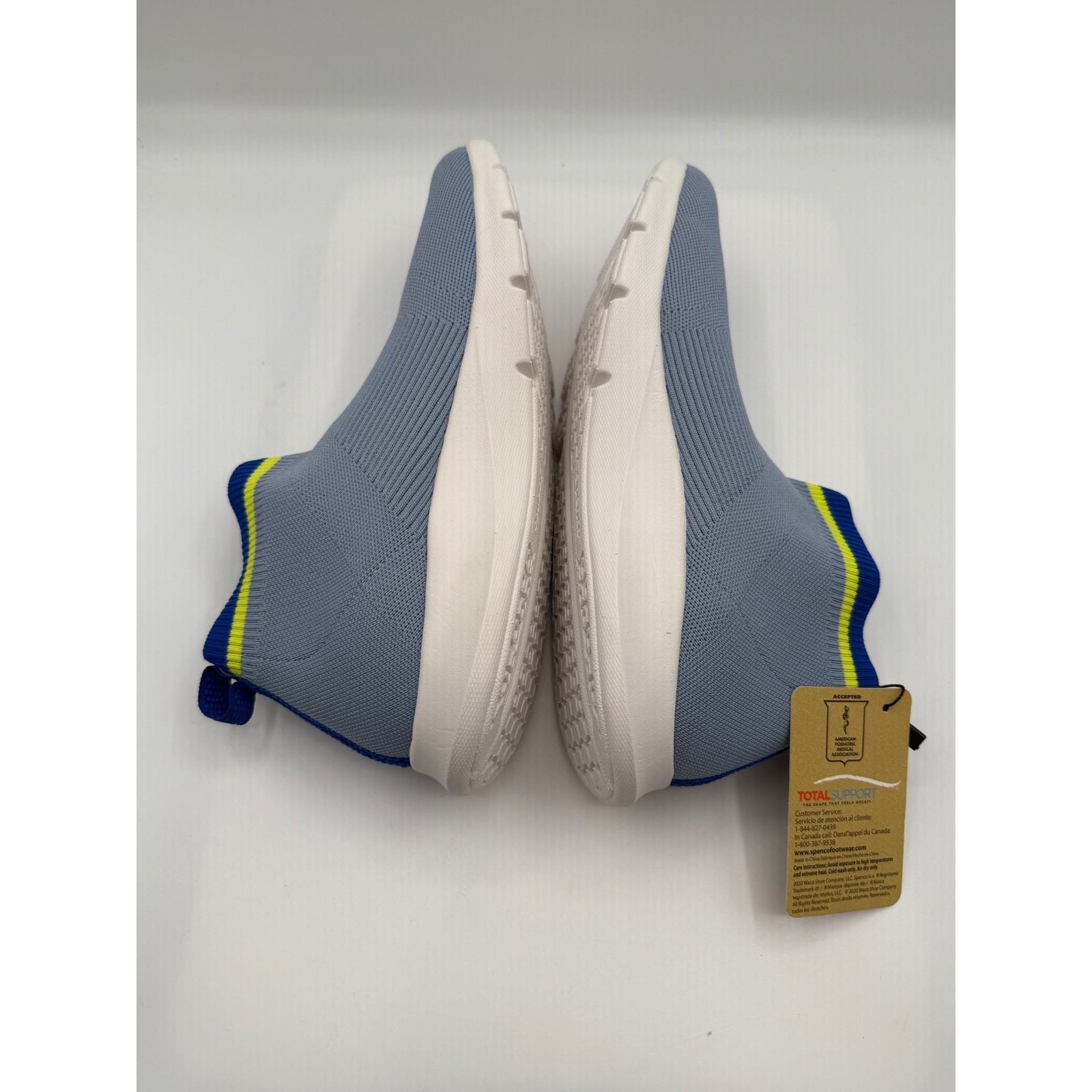 Spenco Pure Love Slip On Sneakers, Women’s 10B, Blue Fog Knit, SP1130BFG100, NIB