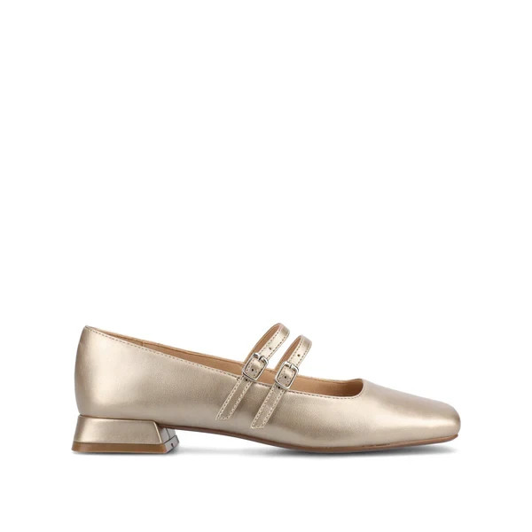 Journee Gredah Women Champagne Square Toe Flats Size 9.5M New Box