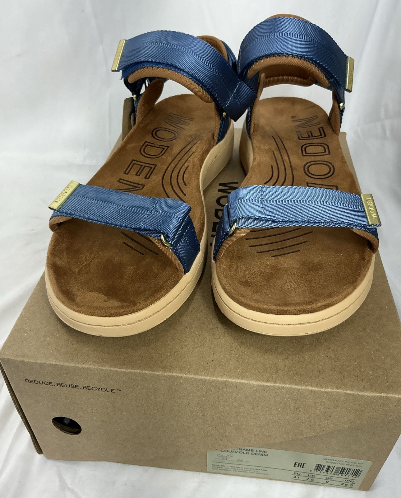 Woden Women’s 9 Line Sandal Old Denim Brand New In Box