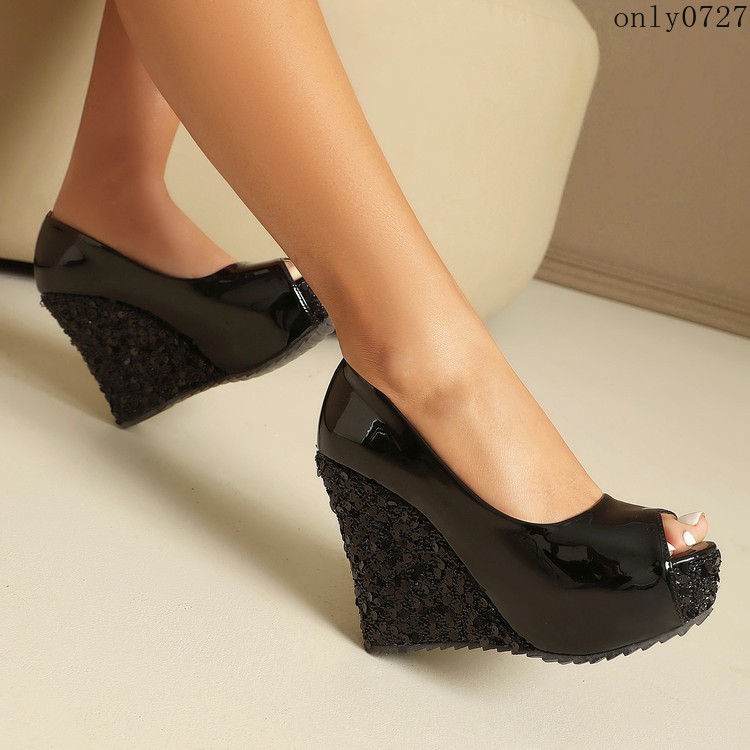 Women’s High Wedge Heel Platform Sequins Clubwear Sandals Shoes Wedding Fashion