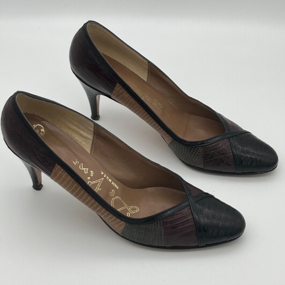 Hemphill Wells De Vino Vintage Genuine Reptile Multi-colored Pumps; Size 9.5 AAA