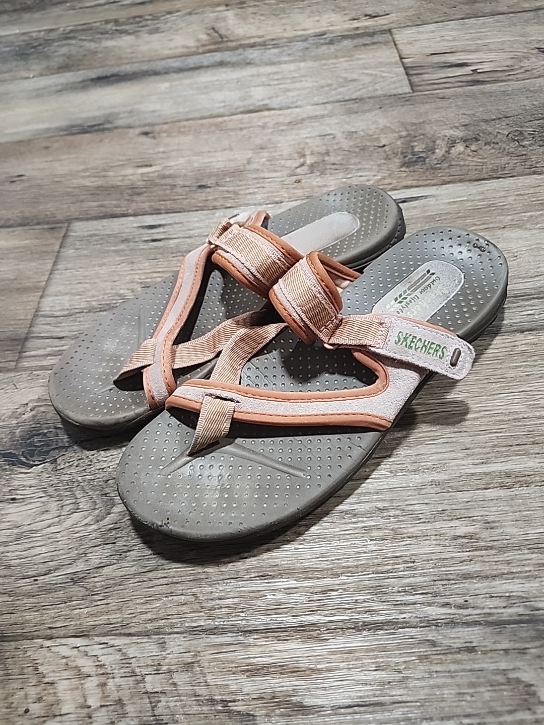 Skechers Outdoor Lifestyle Lot of 2 Beige Orange Blue Mesh Slide Sandals Women 8