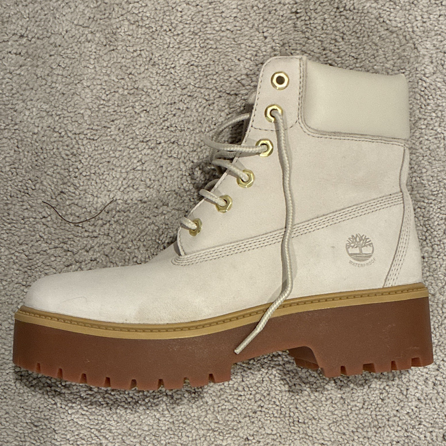Timberland Women’s Platform Lace-Up Ankle Boots Beige/Brown US 10 EU 41.5