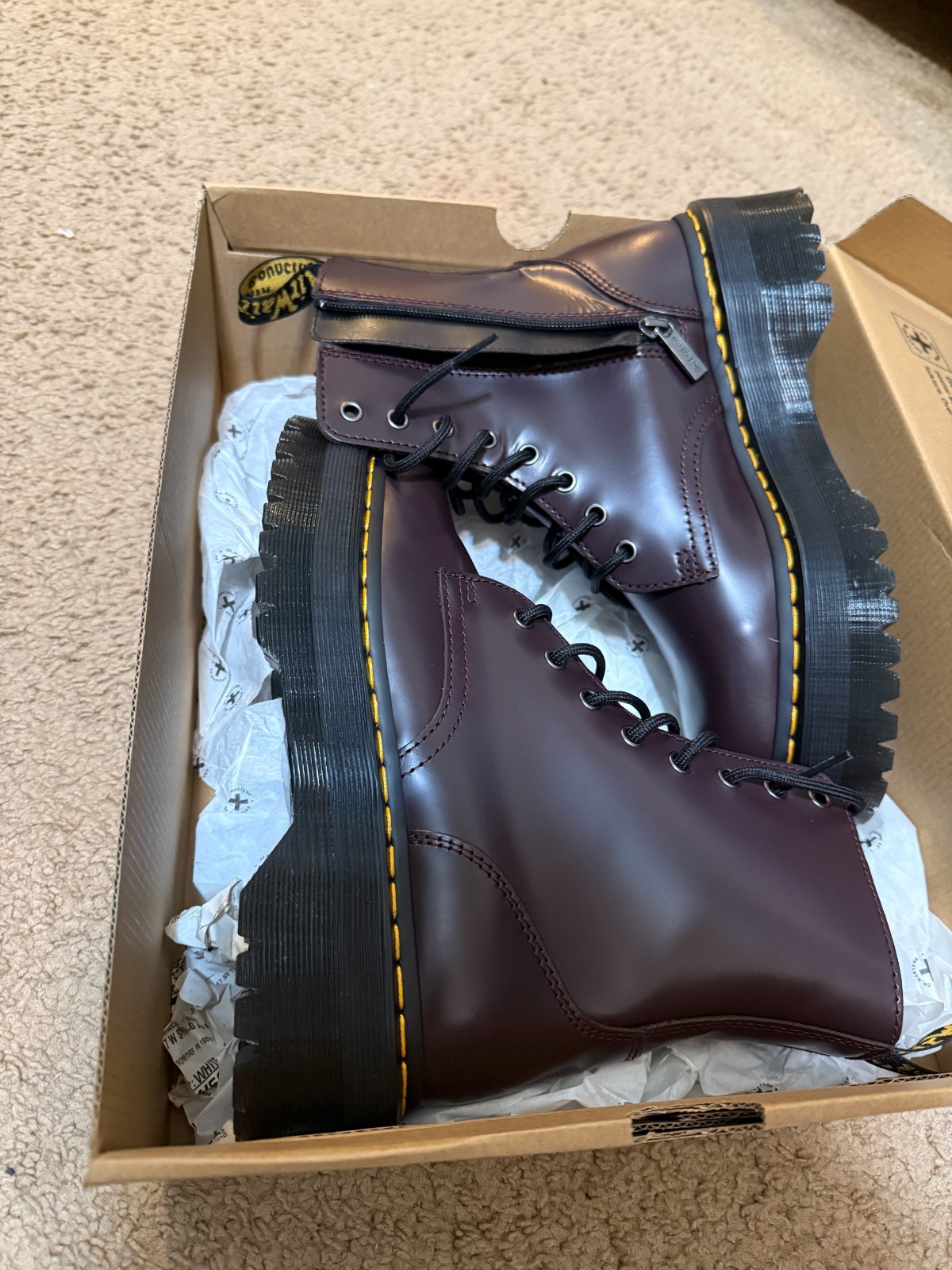 Dr. Martens Jadon Platform Leather Women’s Boot – Black Polished Smooth,…
