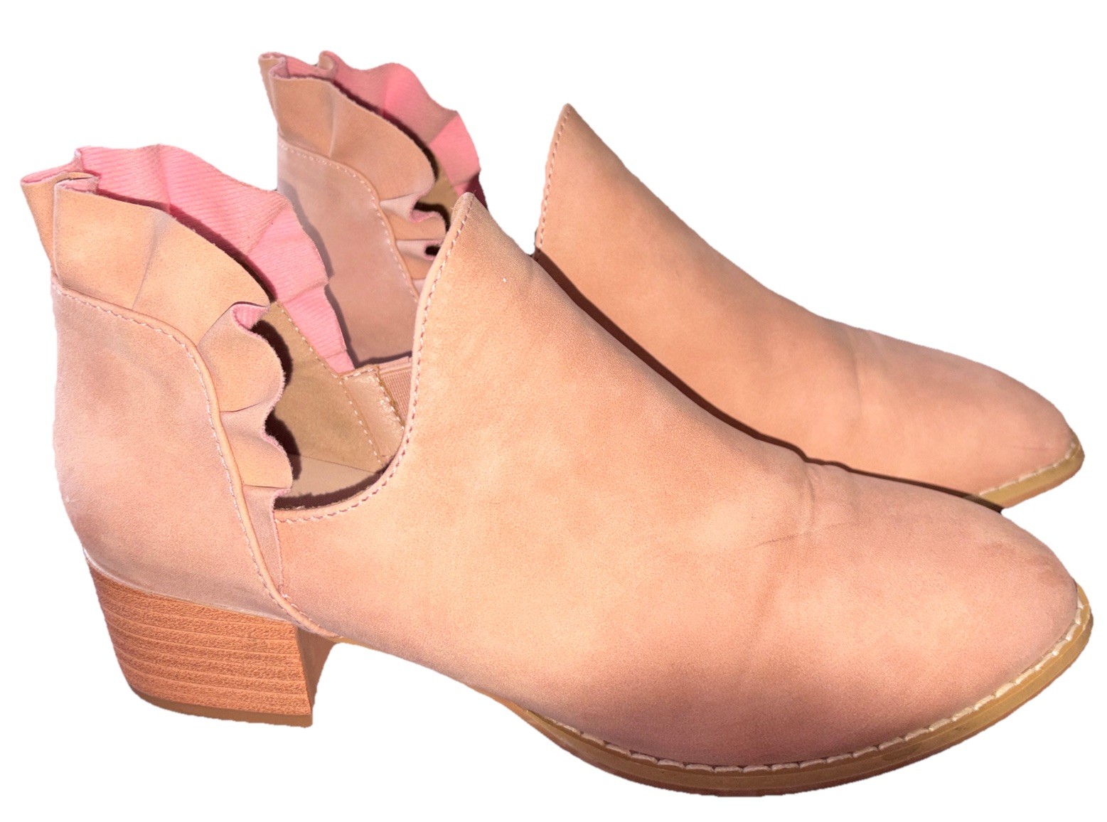 Aldo Pink Scalloped Fashion Spring, Summer & Fall Suede Booties-Size 7.5”