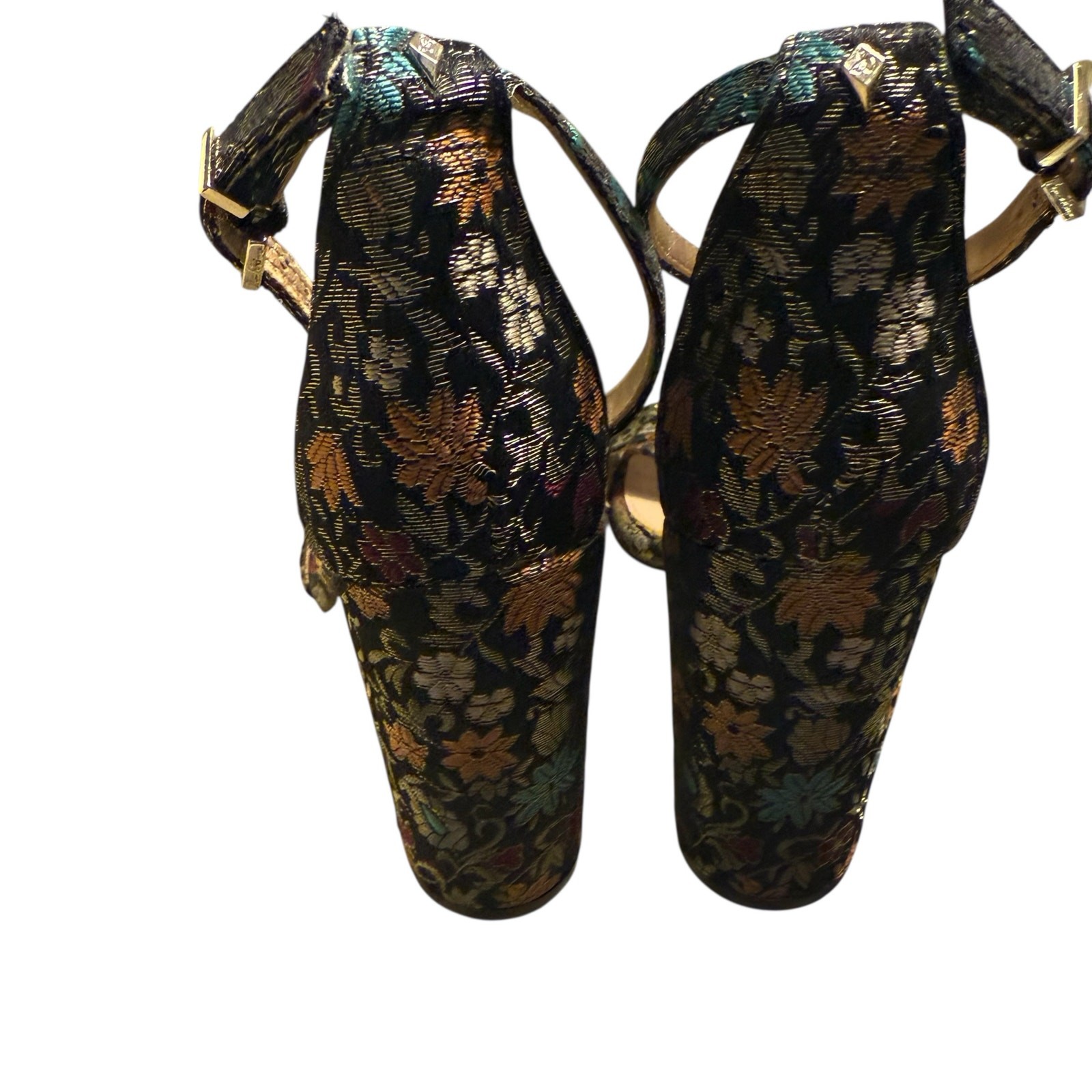 Sam Edelman Women’s Yaro Floral Print Block Heel Open Toe Sandal Grey Size 8