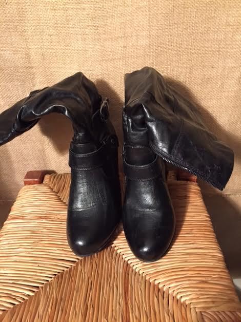 Rialto half calf black women’s zip boots size 6M heels 3.5 in. top to bottom 13