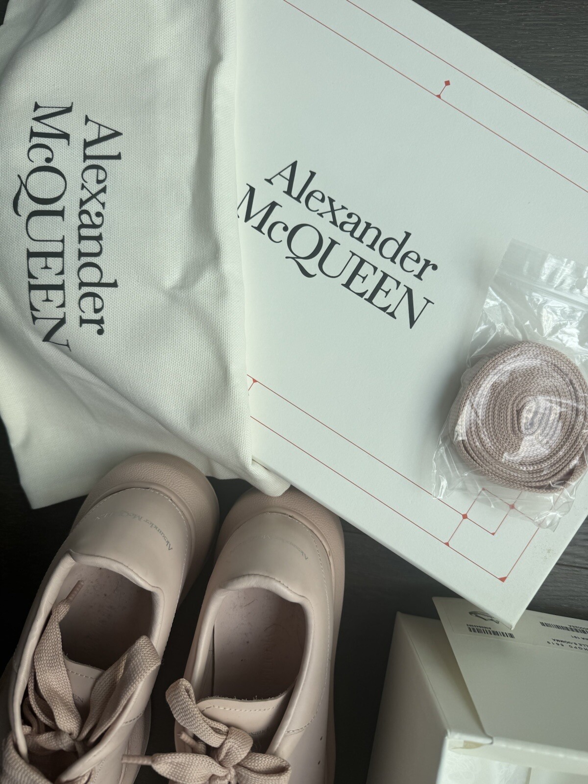 ALEXANDER MCQUEEN Oversized Low-Top Sneakers Size 37.5 Pink Leather