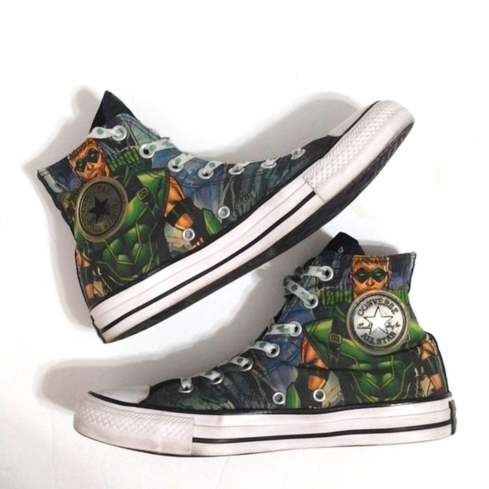 DC Comics Converse Green Arrow Superhero High Top Sneakers Unisex Men 6, Women 8