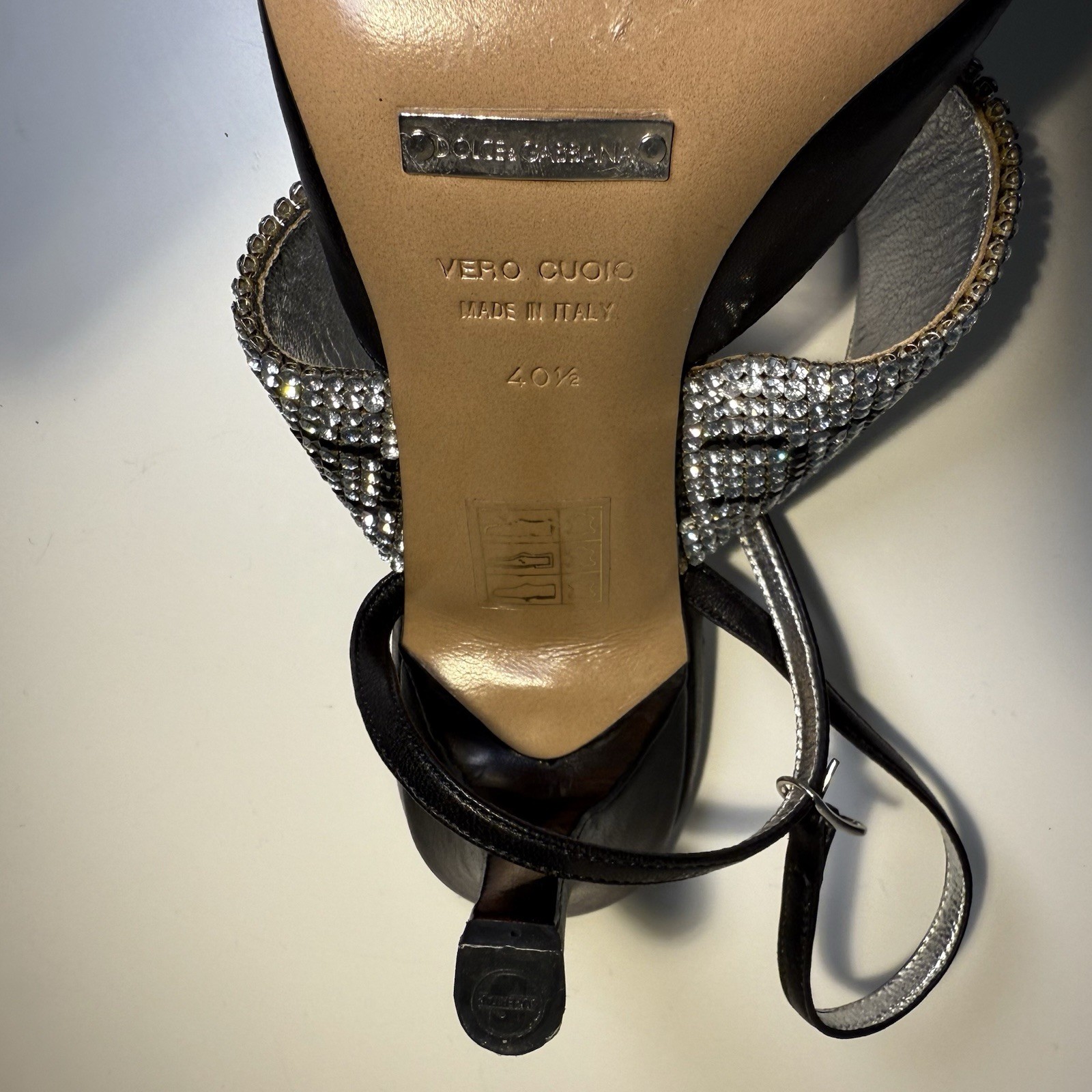 Vtg DOLCE & GABBANA CRYSTAL LOGO HEELS 40.5