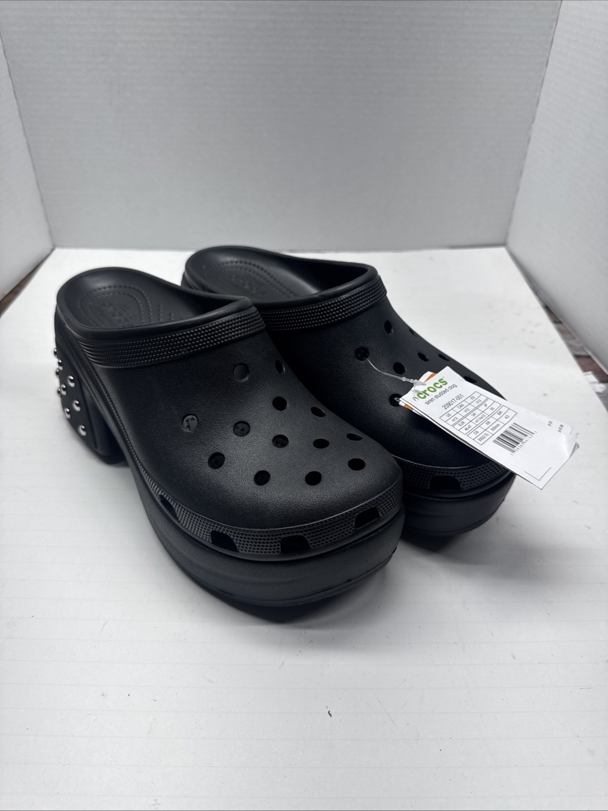 Crocs Siren Platform Black Studded Heeled Clog Sz Mens 12