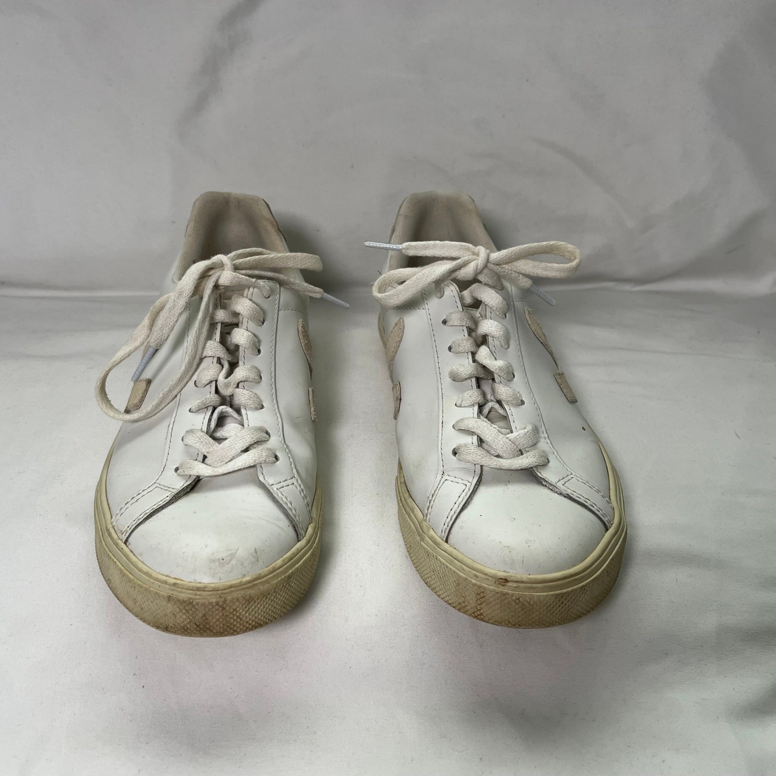 Veja Esplar Leather Low Top Sneakers White Pierre Suede Logo Womens 7 38