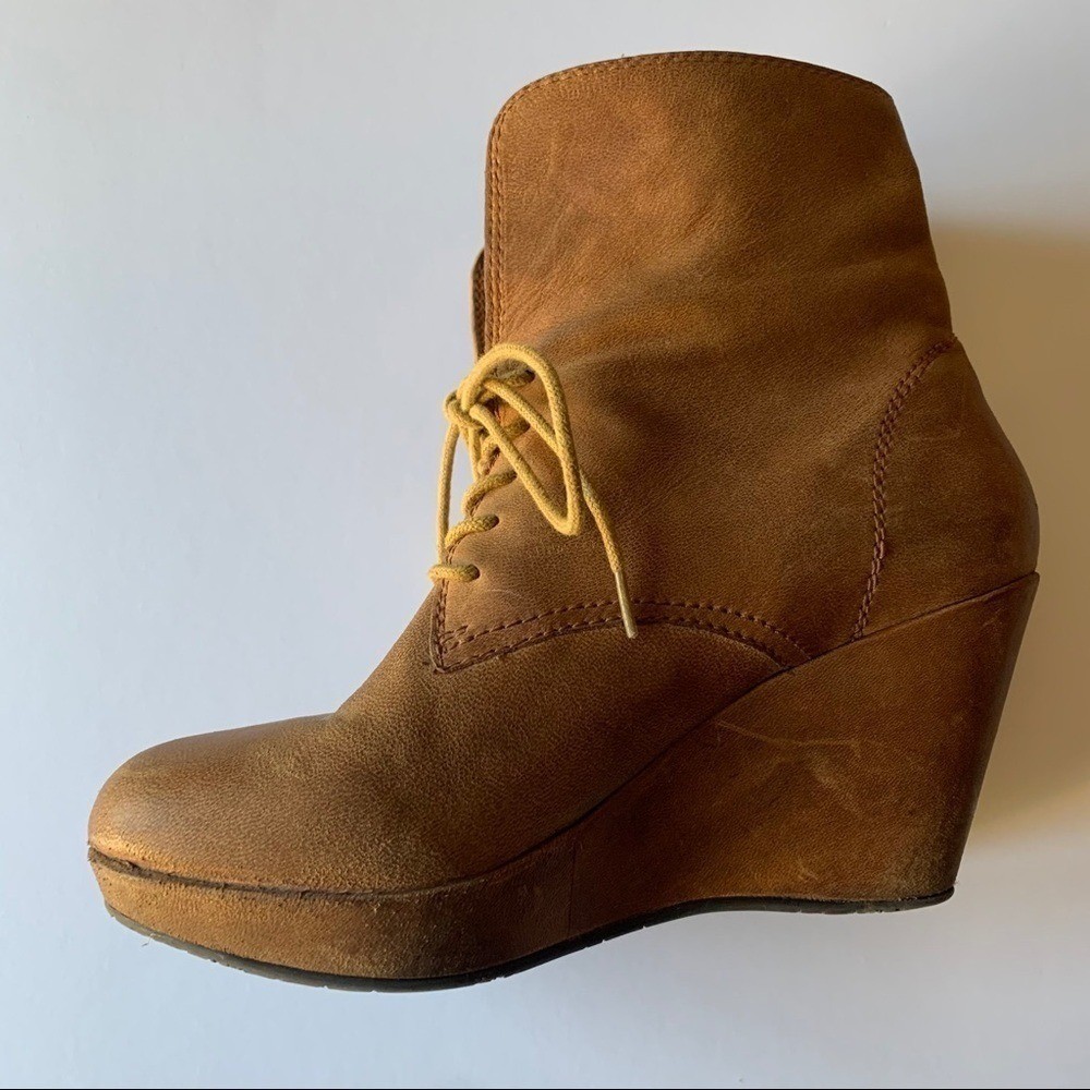Steve Madden Maarkee Leather Lace Up Wedge Boots