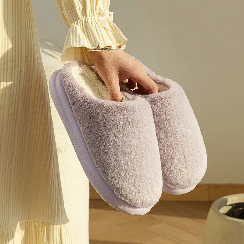 Winter Plush Slippers New Soft Platform Fluffy Slides Comfort Concise Anti Slip