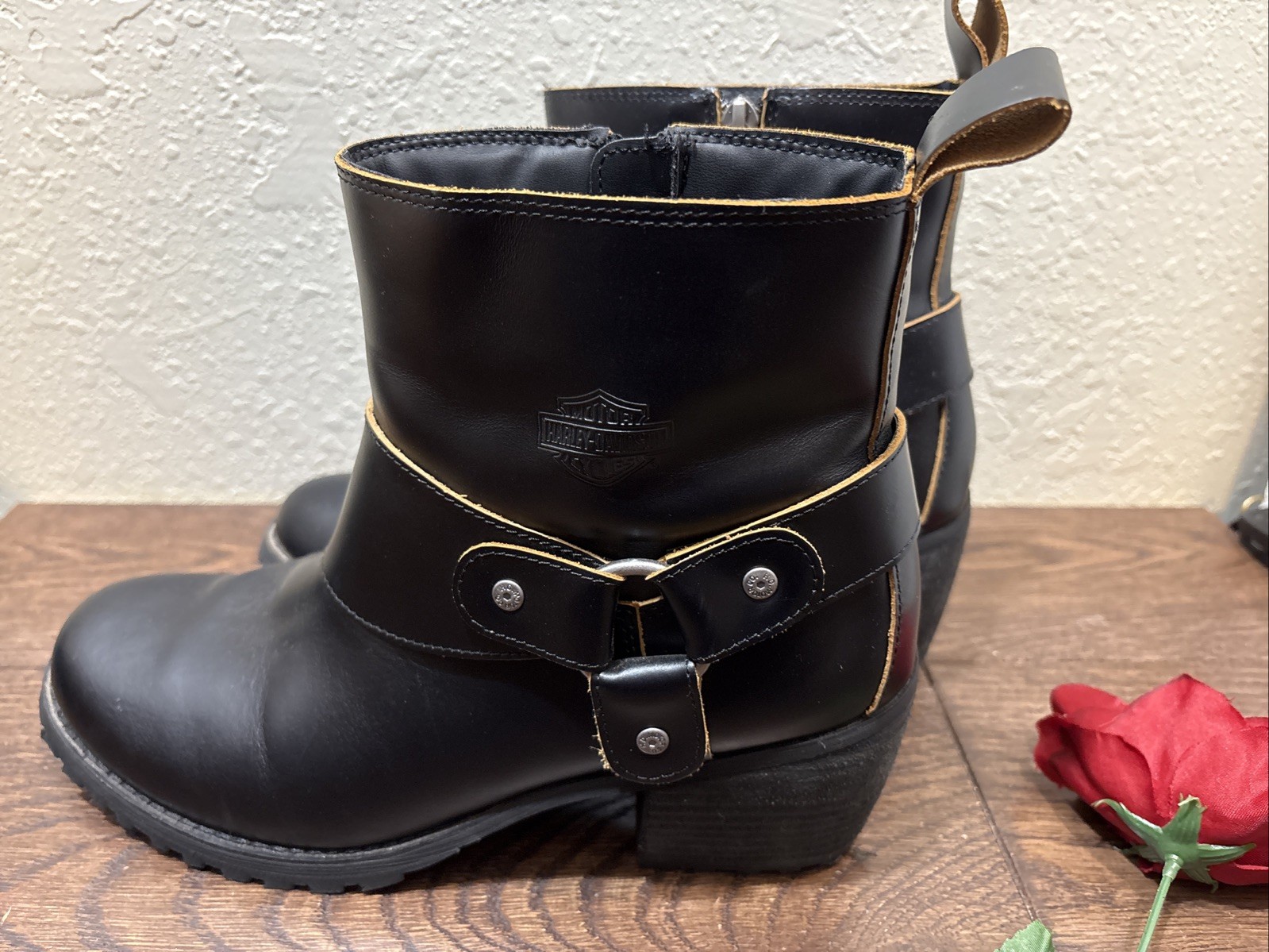Harley-Davidson Lalanne Women’s 9.5M Biker Boots Black Leather Zip Up