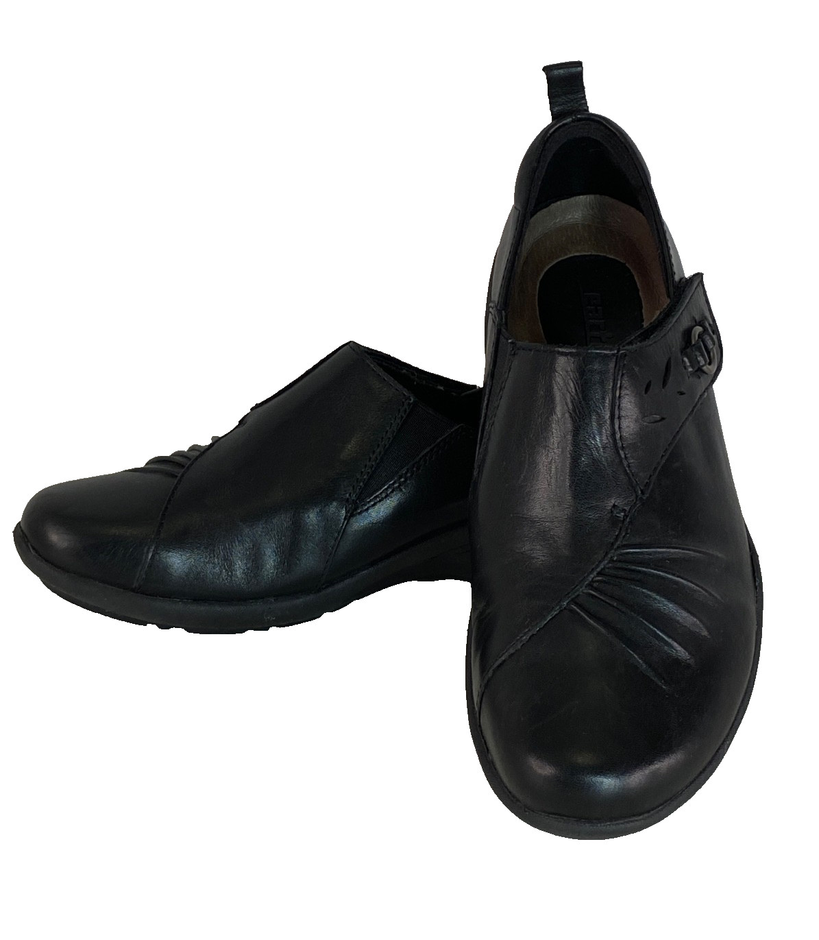 Black EARTH comfort shoes genuine leather flats 6 Amity casual slip on