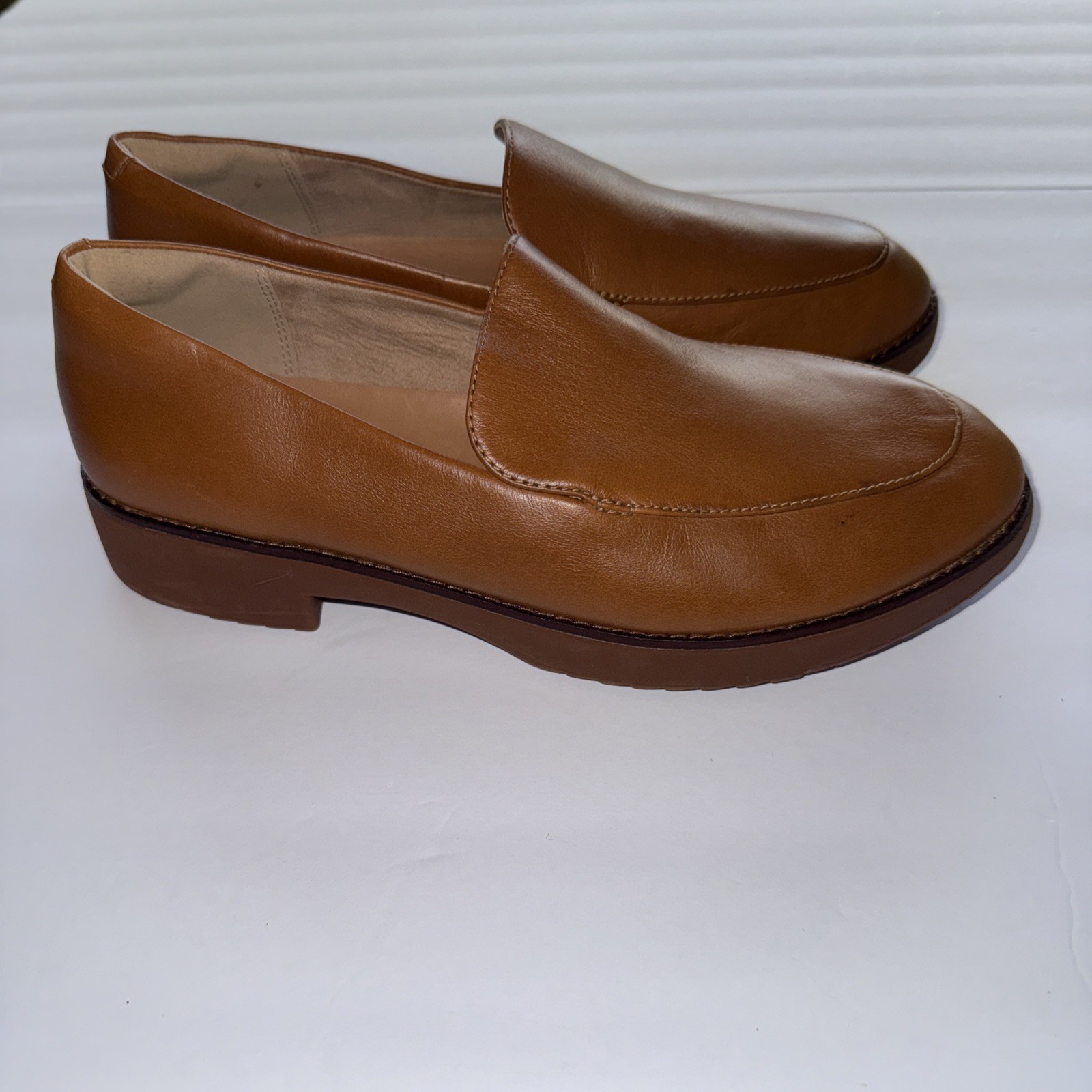 Fiftlop Women’s Brown Size 8 Leather Slipons Shoes Made In Indonesia