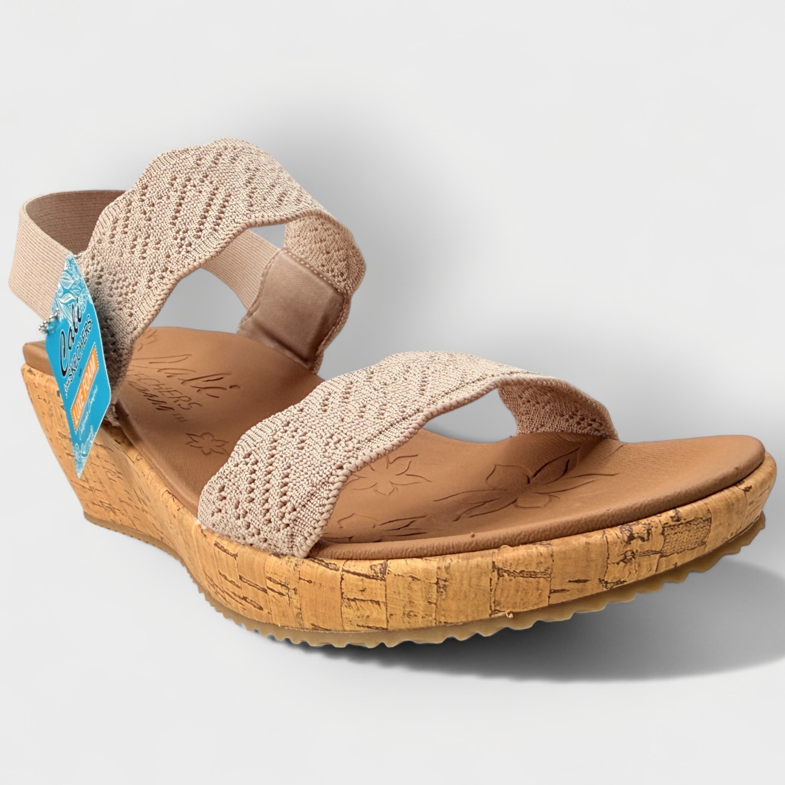 Skechers Beverlee Timeless Touch Wedge Sandal Women 11 Taupe Luxe Foam NWT