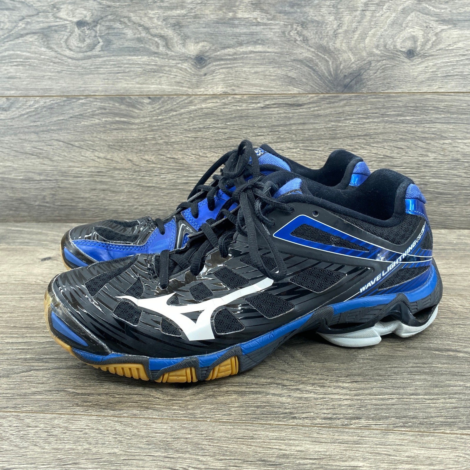 Mizuno Wave Lightning RX3 Volleyball Shoes Womens 9.5 Black Blue Court Sneakers