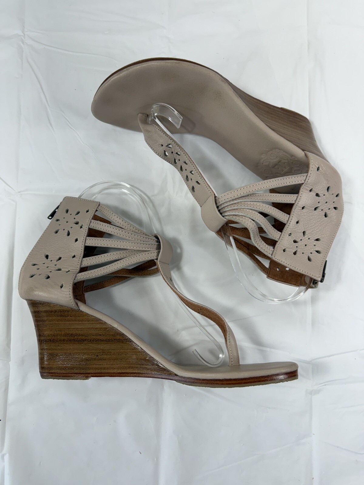 bali ELF Leather Bora Bora Rear Zip Handmade Wedge Sandal Size 8 thong