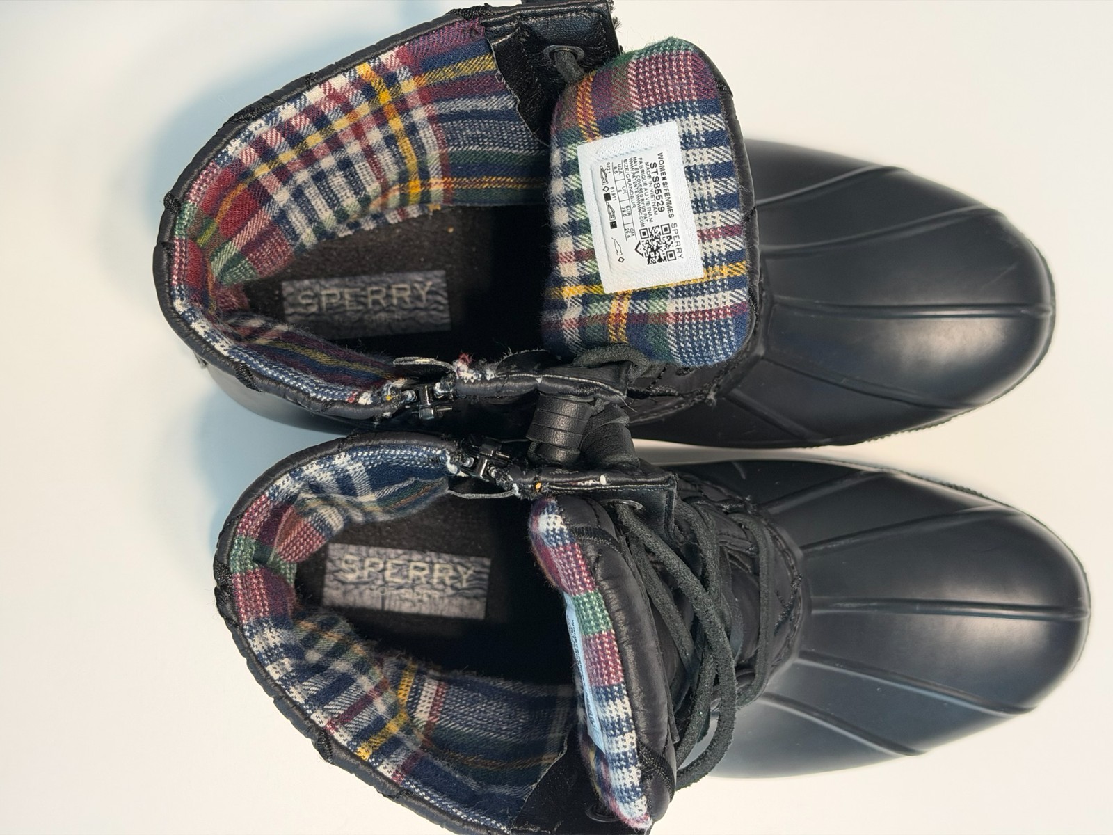 Sperry Top-Sider Boots Womens Size 8.5 Black Duck Rain Waterproof STS85529