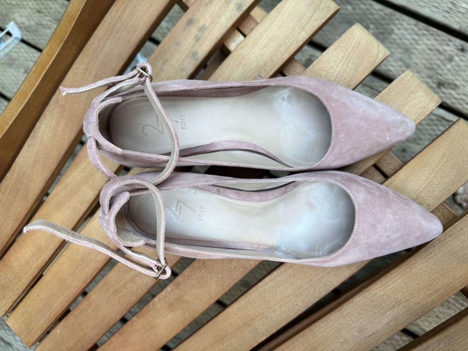 27 EDIT naturalizer blush pink suede pointed-toe ankle-wrap pumps
