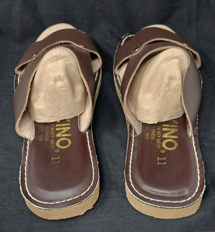 Kino Brown Leather Slide Sandals Made in Key West Women’s Size 11 Brand New